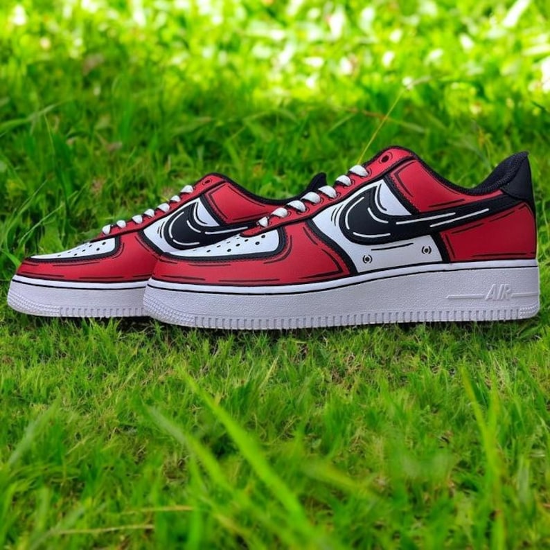 Custom Air Force 1 Shoes Red Drip Cartoon Style