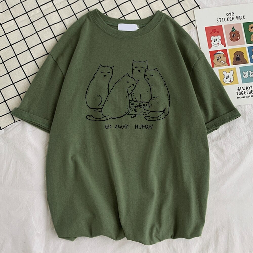 T-SHIRT - Summer Go Away Human Cat Unisex Shirt