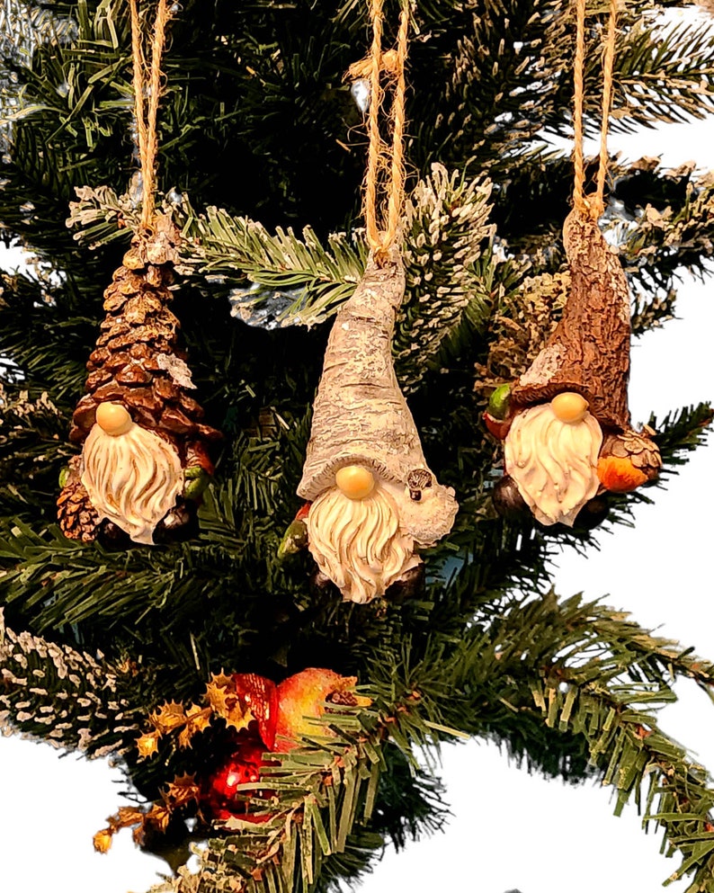 Woodland Gnome Christmas Ornament Set of Three