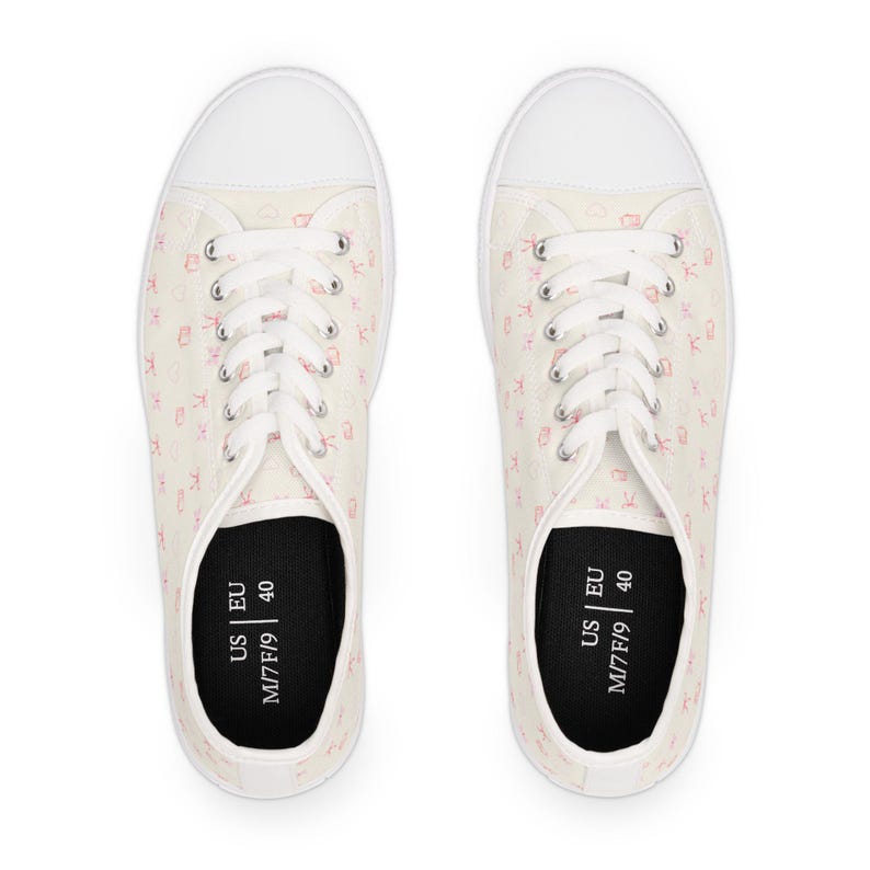 Women's Low Top Sneaker Coquette Bow Pink Sneakers