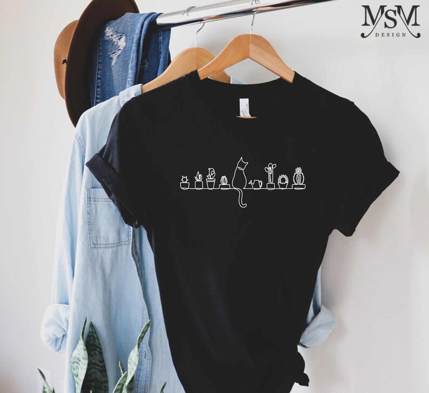 T-SHIRT - Cats and Plants Unisex Shirt, Shirts for Cat Lover